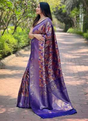 Purple Kanchi Pattu Silk Traditional Wear Weaving Saree Saree